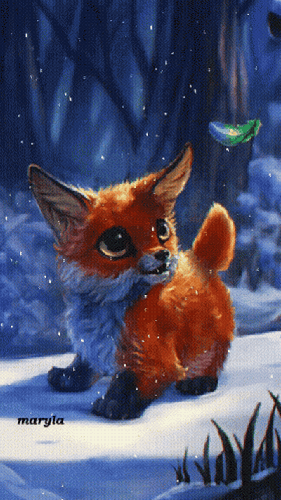 Fox Painting With Name Maryla GIF