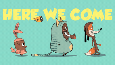 Fox Rabbit Pig Saying Here We Come GIF