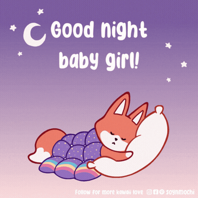 Fox Sleeping Under Blanket Good Night Baby Girl GIF