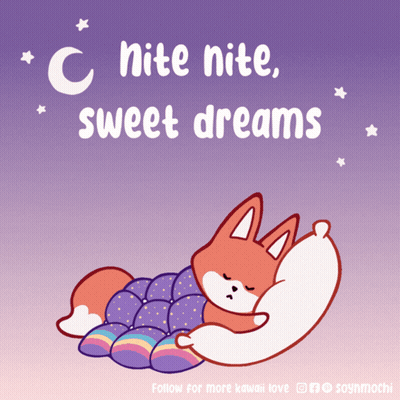Fox Sleeping Under Blanket Saying C Nite Nite Sweet Dreams GIF