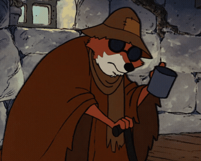 Fox Wearing Hat And Sunglasses Holding Mug GIF