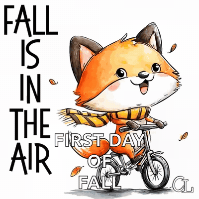 Fox Wearing Scarf Riding Bike Fall Is The First Day Of Fall GIF
