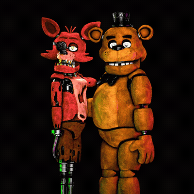 Foxy And Teddy Bear Standing Together GIF
