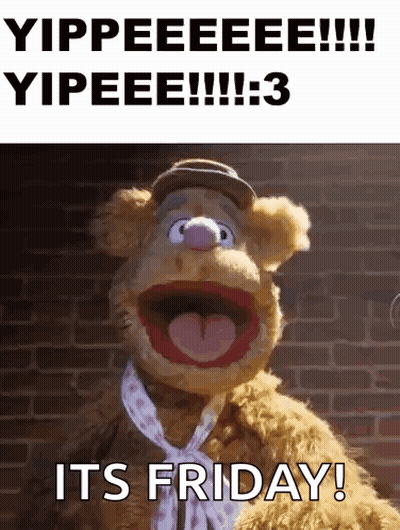 Fozzie Bear Saying It's Friday In Hat And Scarf GIF