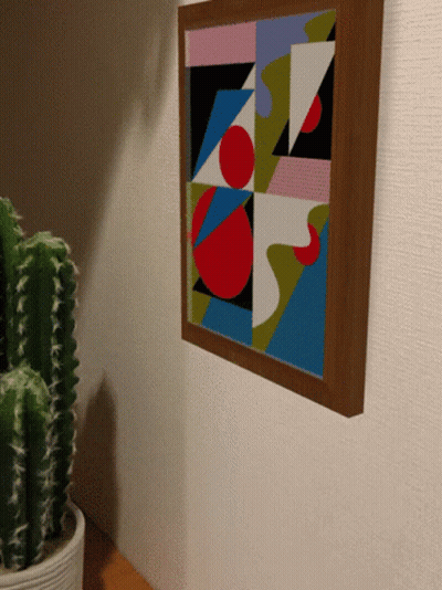 Framed Painting With Cactus On Wall GIF