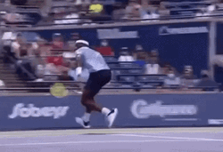 Francis Tiafoe Crashing On To A Chair GIF