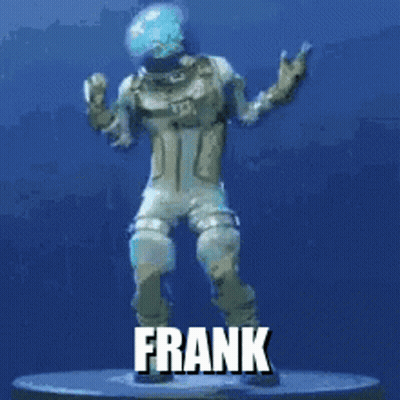 Frank Fortnite Statue Dancing On Blue Background GIF