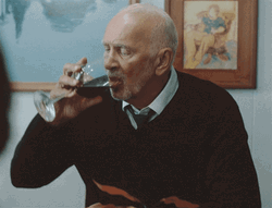 Frank Langella Stressed Drinking  GIF