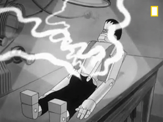 Frankenstein Monster Lightning Strike Cartoon GIF