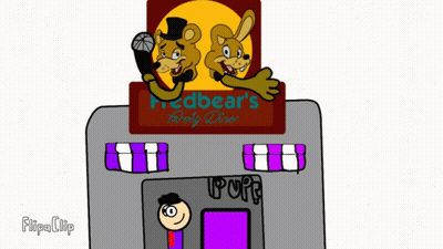 Fredbear's Family Diner Cartoon With Man GIF