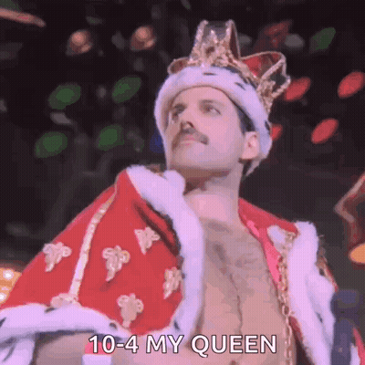 Freddie Mercury Is Wearing A King 'S Costume And A Crown . GIF