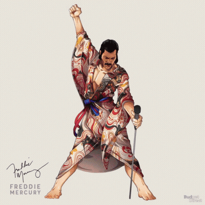 Freddie Mercury Wearing Crown And Cape GIF