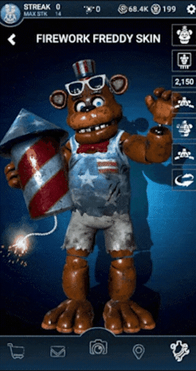 Freddy Bear Holding Firework GIF