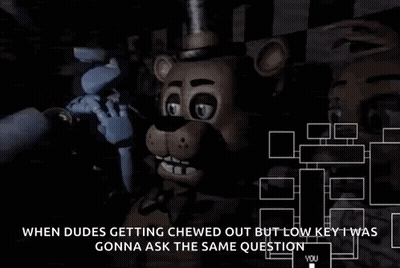 Freddy Fazbear And Bonnie From Five Nights At Freddy 'S Are Talking To Each Other In A Dark Room . GIF