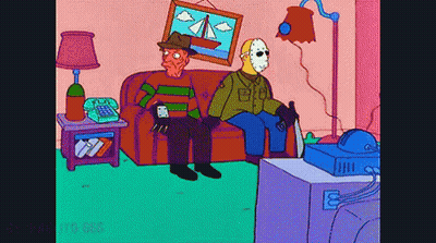 Freddy Krueger And Jason Voorhees In Living Room GIF