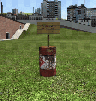 Free Baguettes In Barrel Oil Sign On Barrel GIF
