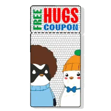 Free Hugs Coupon With Penguins Kissing Sticker