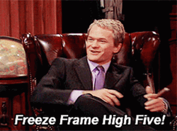Freeze Frame Team High Five GIF