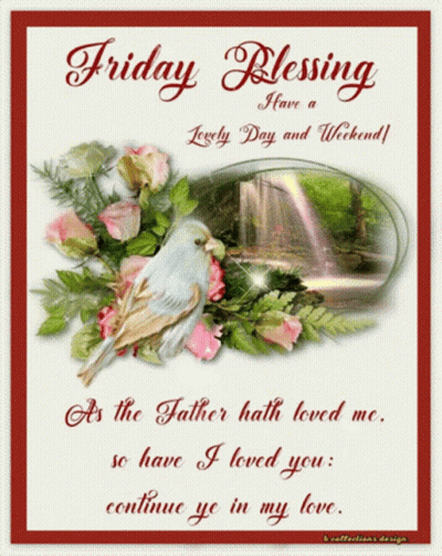 Friday Blessing With Bird And Flowers GIF
