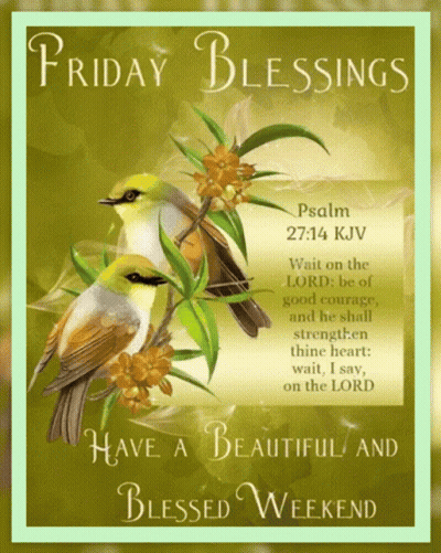 Friday Blessings Have A Beautiful And Blessed Weekend With Birds On A Branch GIF