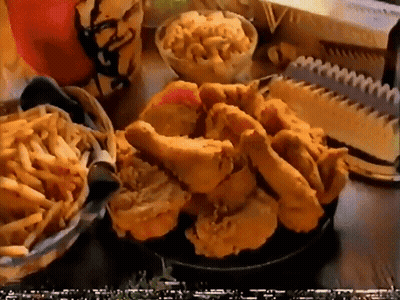 Fried Chicken And French Fries On A Table With A Kfc Cup GIF