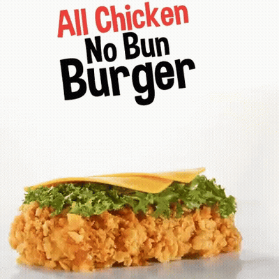 Fried Chicken Burger With Lettuce And Cheese GIF