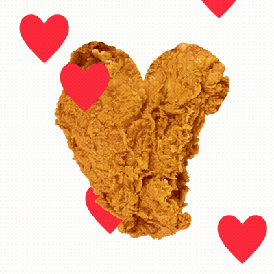 Fried Chicken Heart Shape Surrounded By Red Hearts GIF