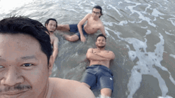 Friends And Waves Funny Beach GIF