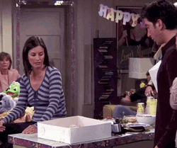 Friends Birthday Cake Phoebe Monica Shocked GIF