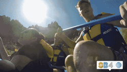 Friends Enjoying Summer Kayaking Smile And Wave GIF