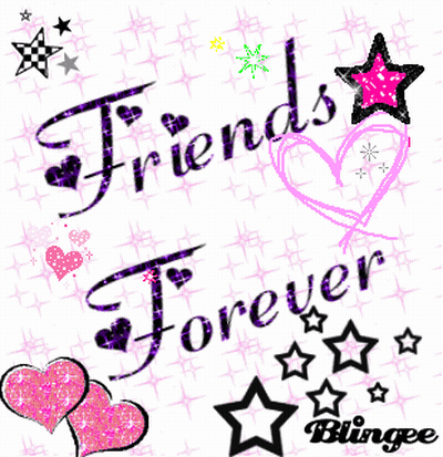 Friends Forever Graphic With Pink Hearts And Stars GIF