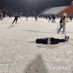 Friends Ice Skating Trying Tricks  GIF