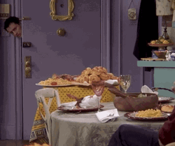 Friends Thanksgiving Door Peeking GIF
