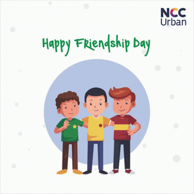 Friendship Day Poster With Three Boys Hugging GIF