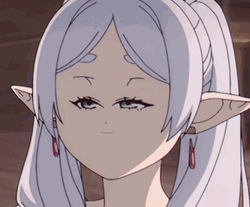 Frieren Funny Face Raising Eyebrows GIF