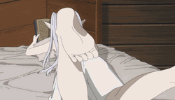 Frieren Reading Books Kicking Feet GIF