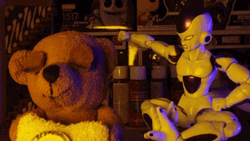 Frieza Toy Punching Bear GIF