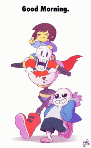 Frisk Papyrus And Sans Good Morning GIF