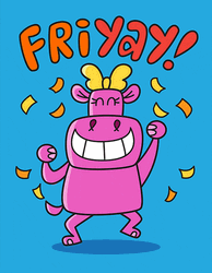 Friyay Happy Hippo Dancing Party Animated Greeting GIF