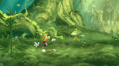 Frog And Cartoon Character In Grass GIF