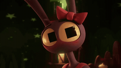 Frog And Rabbit Standing In Dark Room GIF