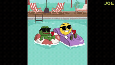 Frog And Smiley Face In Pool GIF