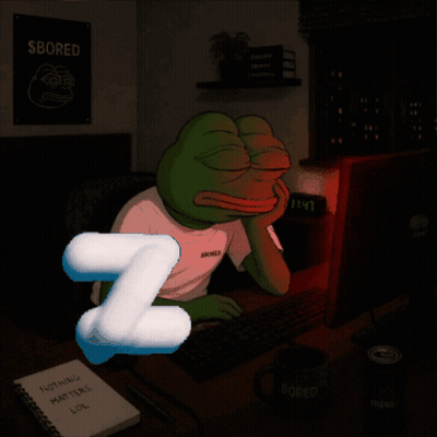 Frog At Desk With $ Bored Sign GIF