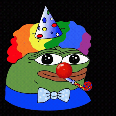 Frog Dressed As Clown With Party Hat GIF