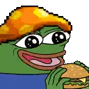 Frog Eating Hamburger Pixel Art Sticker