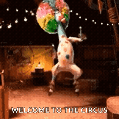 Frog Holding Balloon Dancing Welcome To The Circus GIF