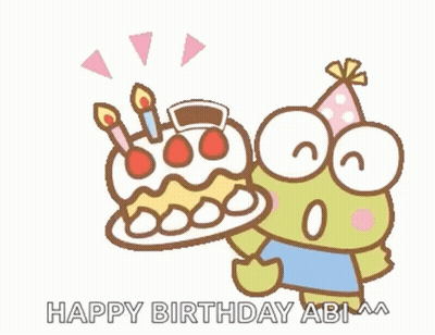 Frog Holding Birthday Cake Saying Happy Birthday Abi GIF