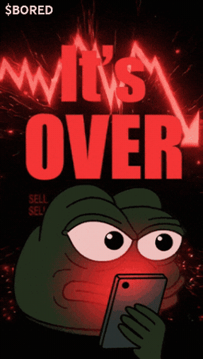 Frog Holding Cell Phone In Front Of Red Sign Saying It's Over GIF