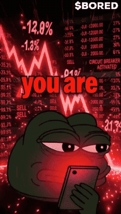 Frog Holding Cell Phone In Front Of Stock Chart Saying You Are GIF