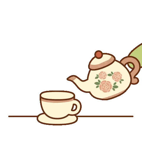 Frog Holding Coffee Cup Next To Teapot Sticker